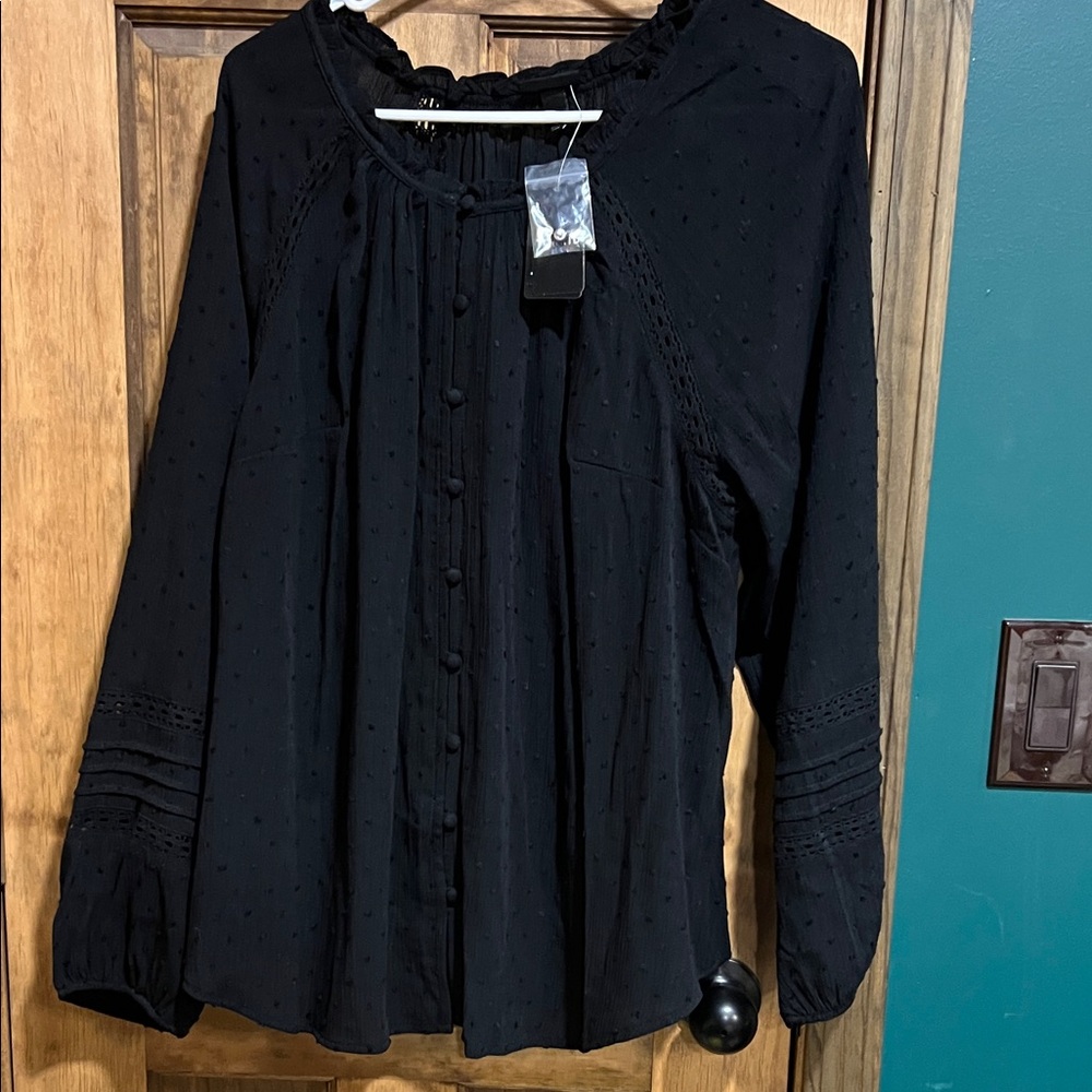 Torrid Black Textured Blouse